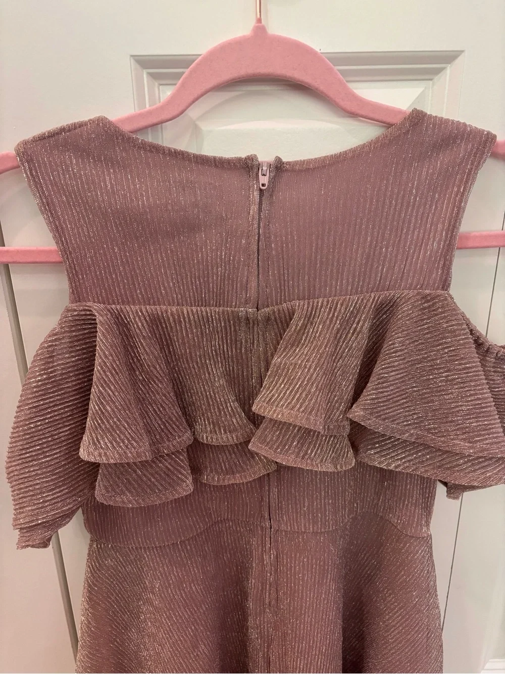 The Children's Place Sparkle Mauve Cold-Shoulder Ruffle Dress